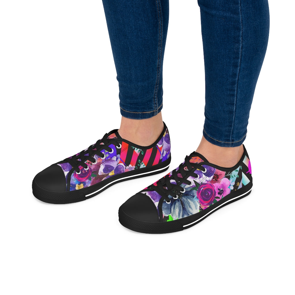 Flowers and stripes Women's Low Top Sneakers