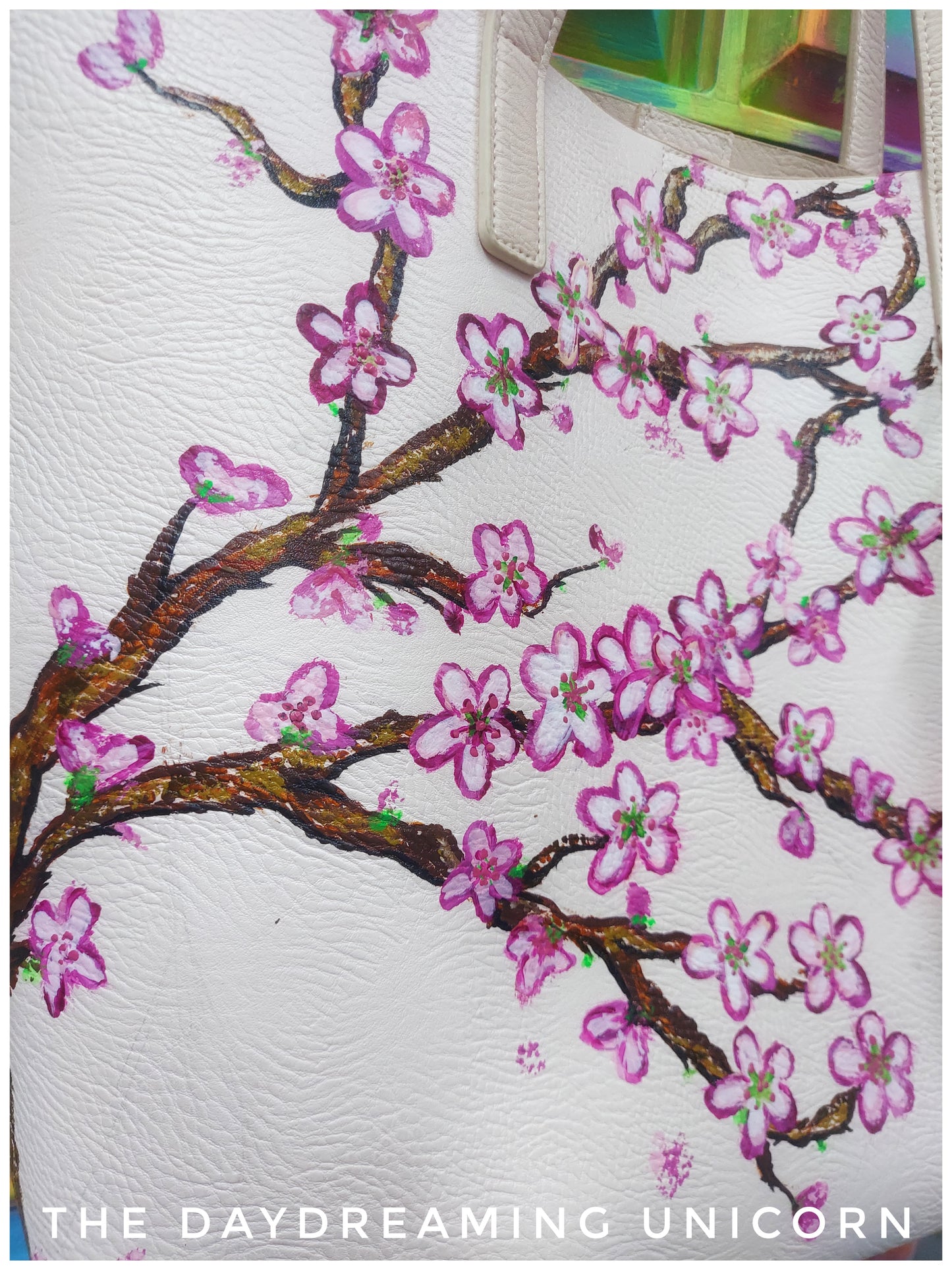 Cherry blossom handpainted purse/tote