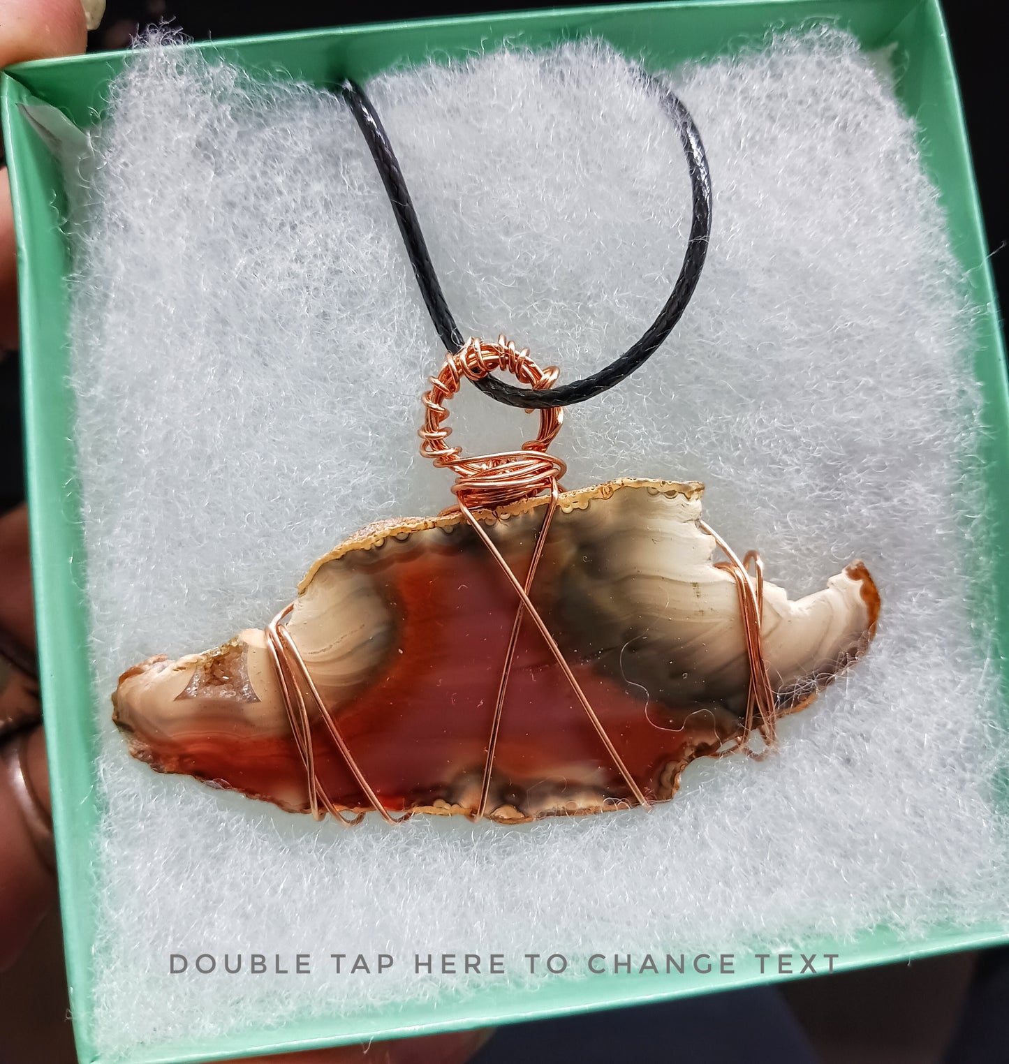 Petrified wood copperwrapped pendan