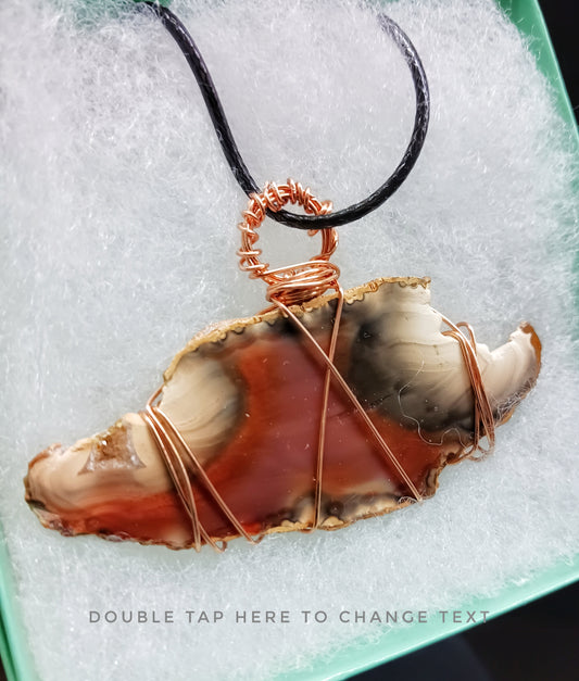 Petrified wood copperwrapped pendan