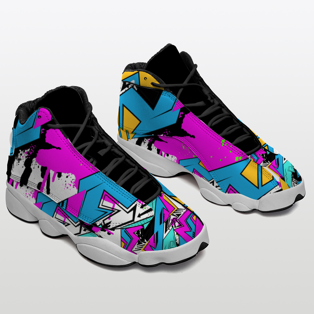 Abstract Geometric color Basketball Sneakers