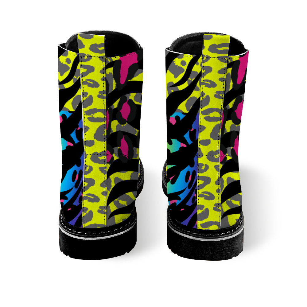 Neon Animal  Black Unisex Boots