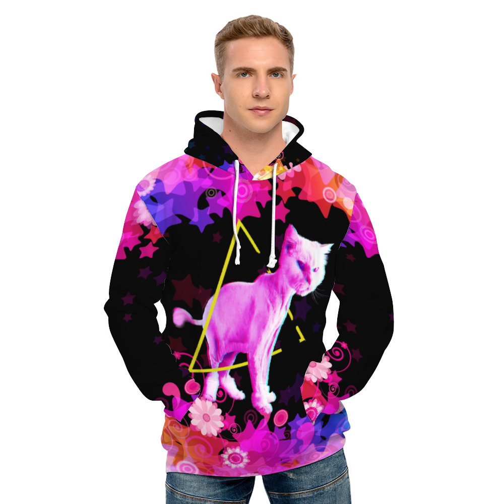 Colorful Cat Unisex All Over Print Terrycloth Hoodie with Pockets