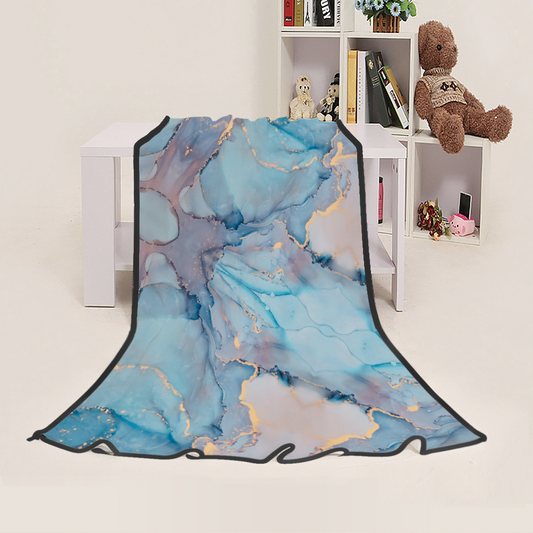 Blue marble Sherpa Fleece Blanket 1 Sided Printing