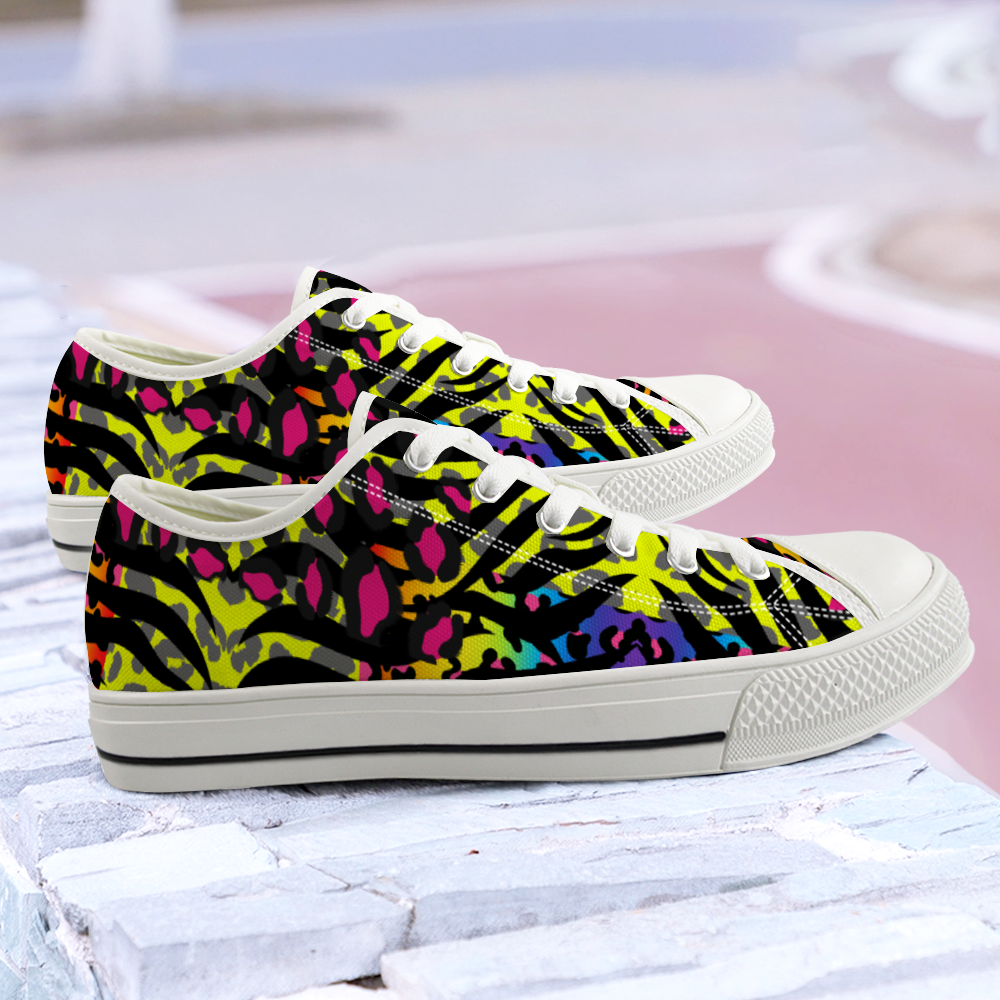 Neon animal print Low Top Sneakers