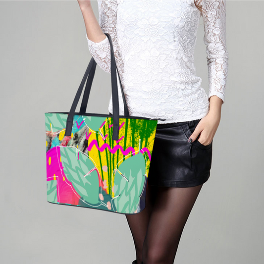 Abstract botanical Artificial Leather Handbag