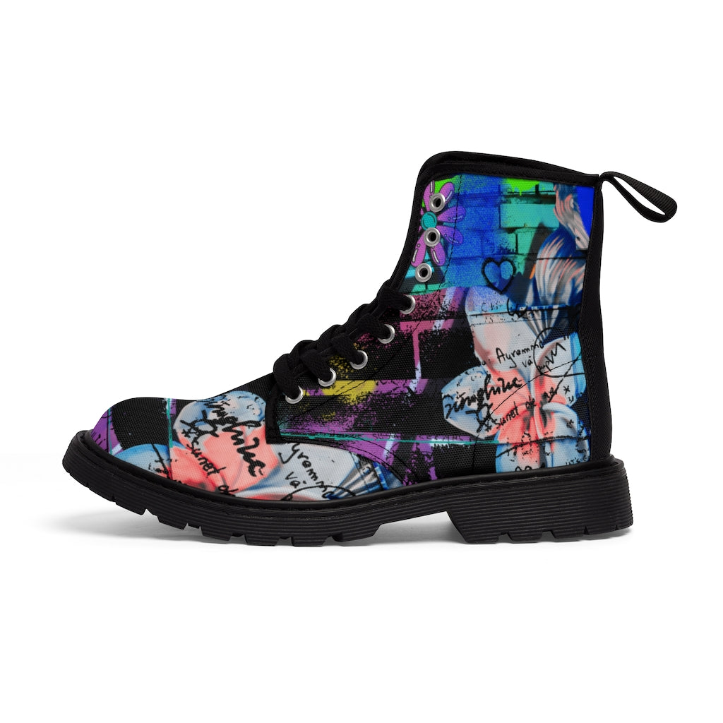 Graffiti Flower Women's Canvas Boots