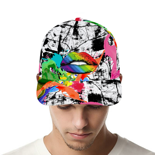 Abstract color lips All Over Print Unisex Adjustable Curved Bill Baseball Hat