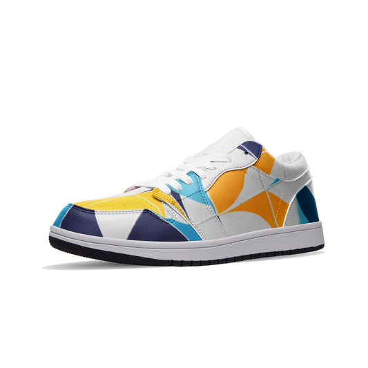 Geo color Unisex Low Top Leather Sneakers