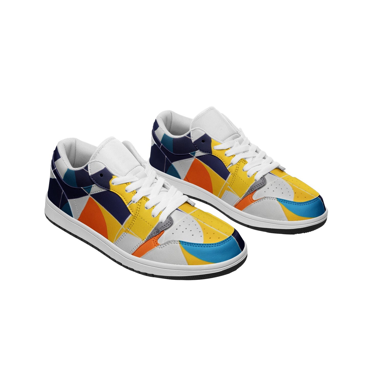 Geo color Unisex Low Top Leather Sneakers