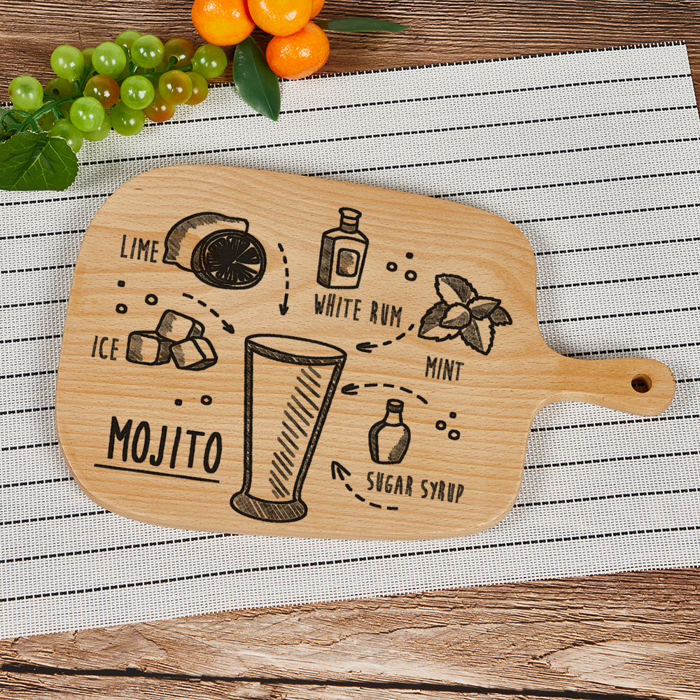 Mojito Recipe Custom Cutting Boards for Kitchen Wood Chopping Board 13" x 8"