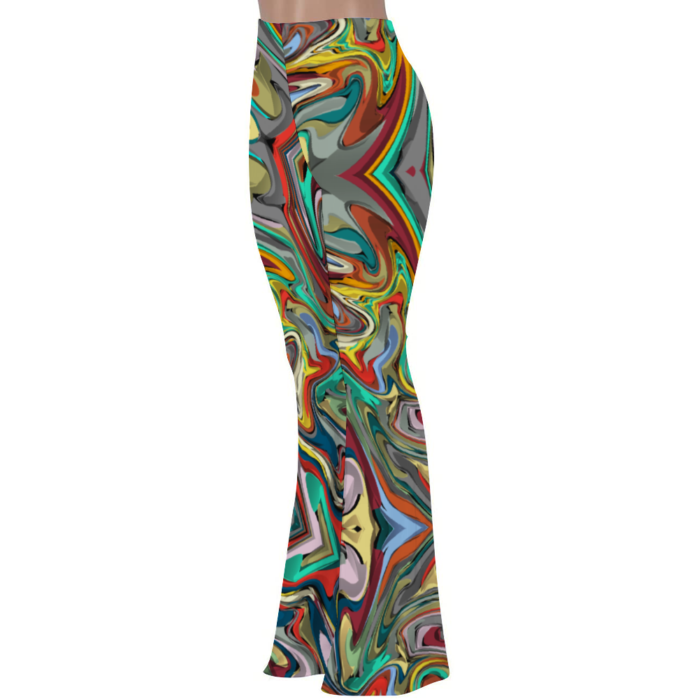 Trippy and bold Women's Print Stretch Bell Bottom Flare Pants