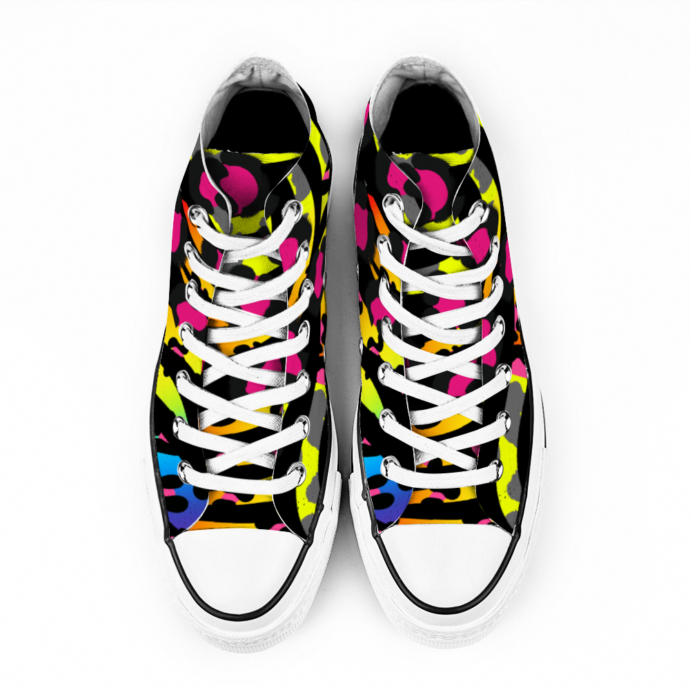 Neon animal Unisex High Top Canvas Shoes