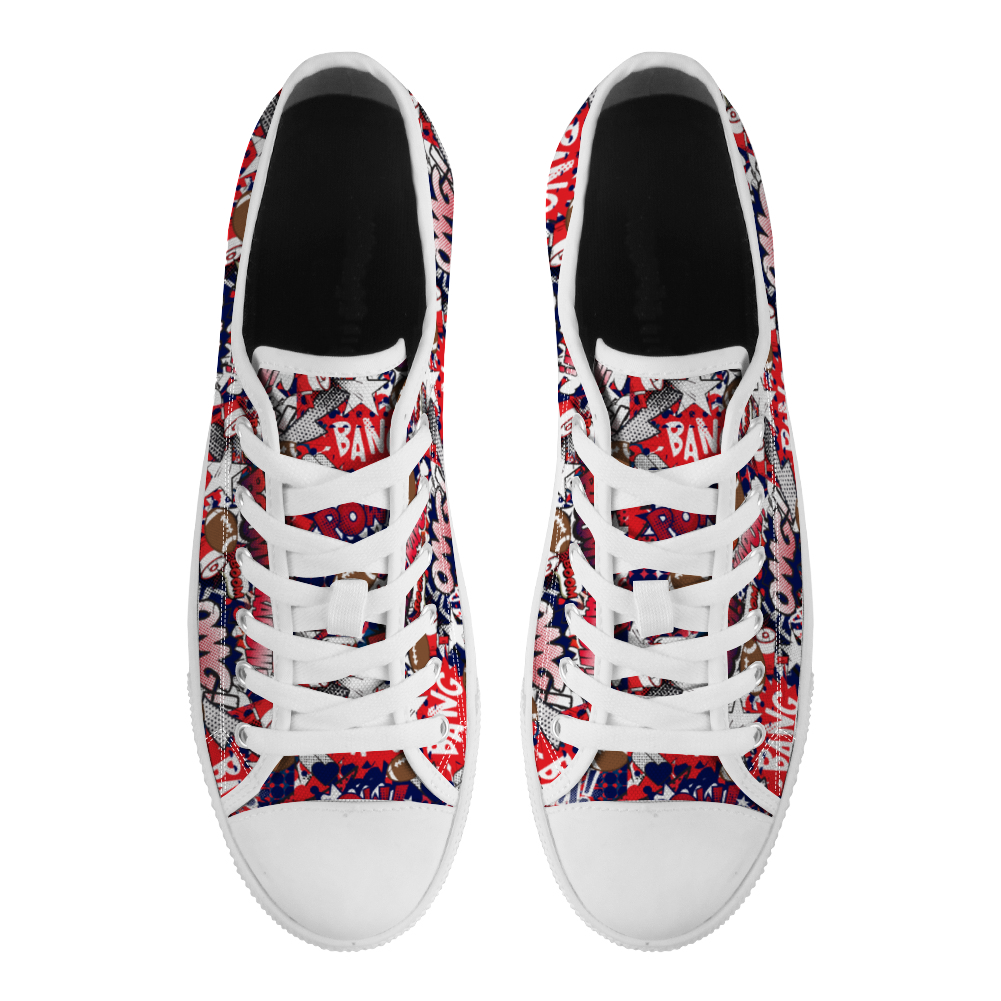 Red and Blue Comic Canvas Shoes Low Top Sneakers