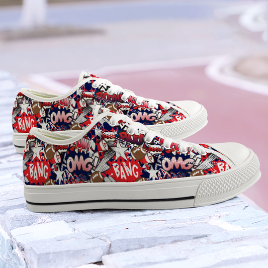 Red and Blue Comic Canvas Shoes Low Top Sneakers