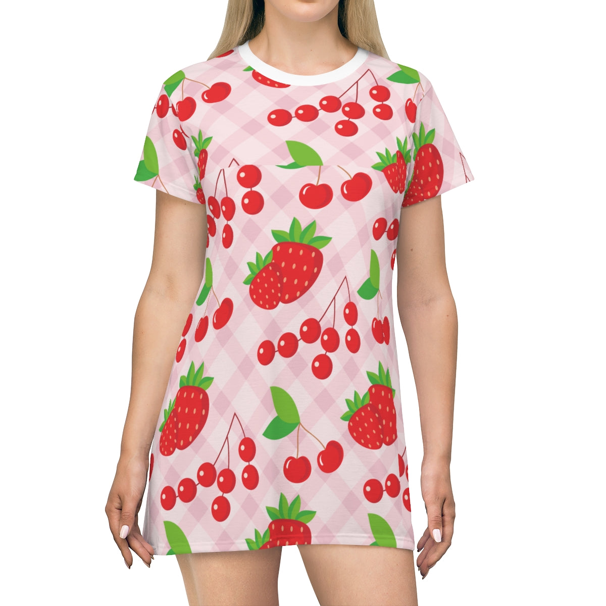 Strawberries and cherries All Over Print T-Shirt Dress