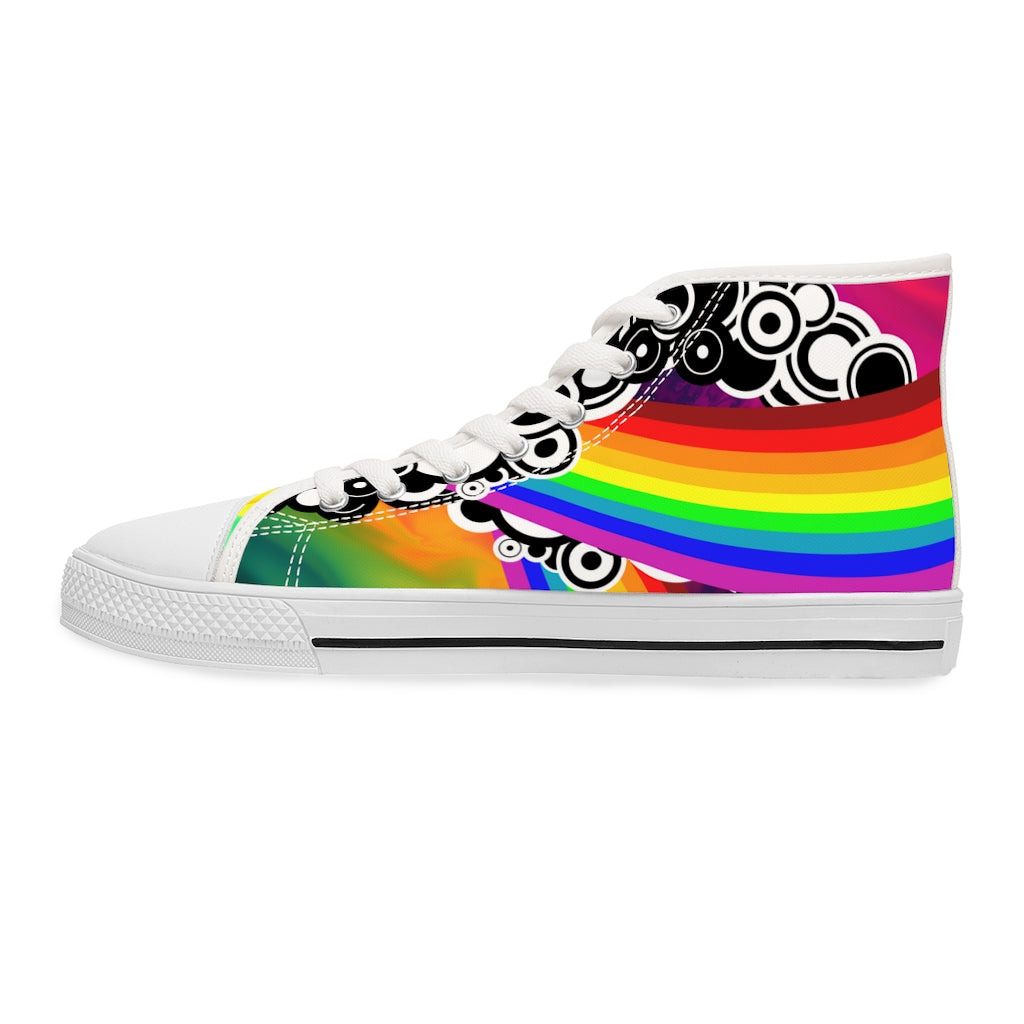 Abstract rainbows Women's High Top Sneakers