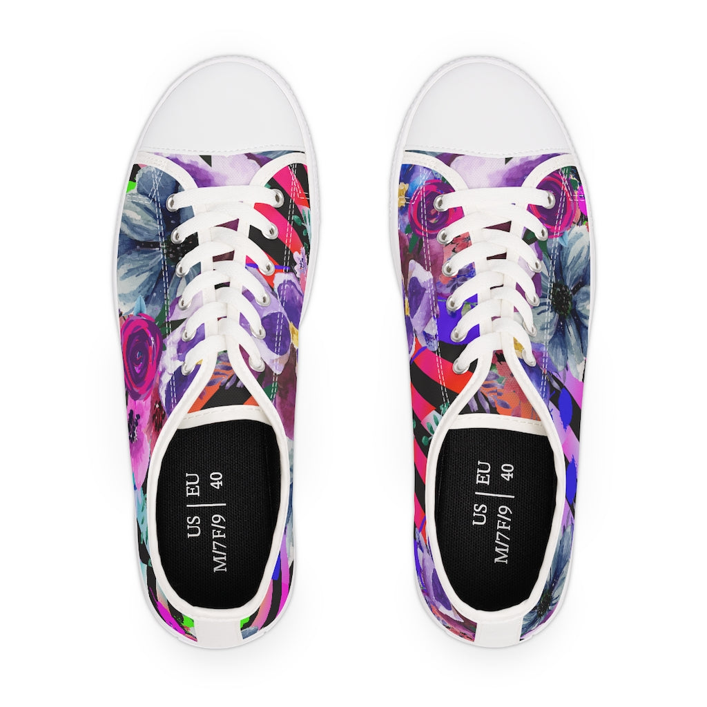 Flowers and stripes Women's Low Top Sneakers