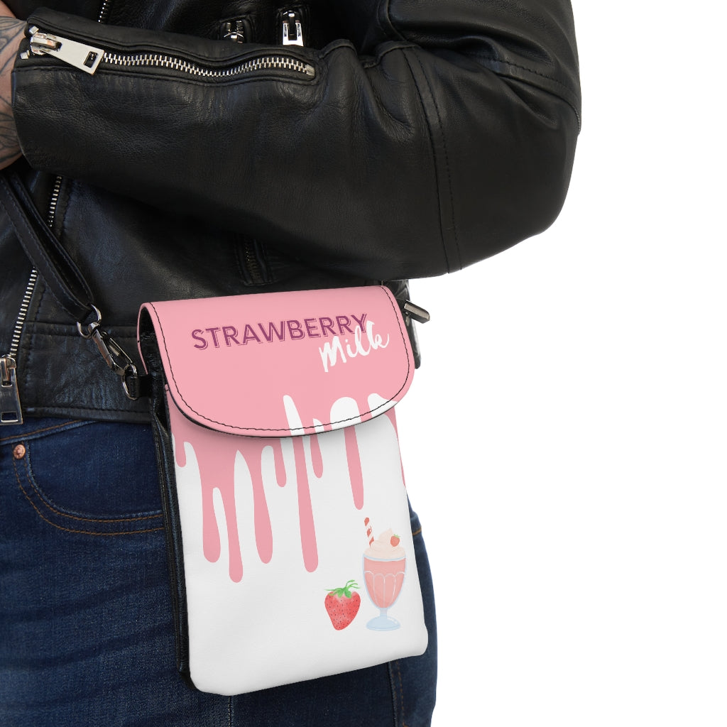 Strawberry Milk Cross body bag Small Cell Phone Wallet