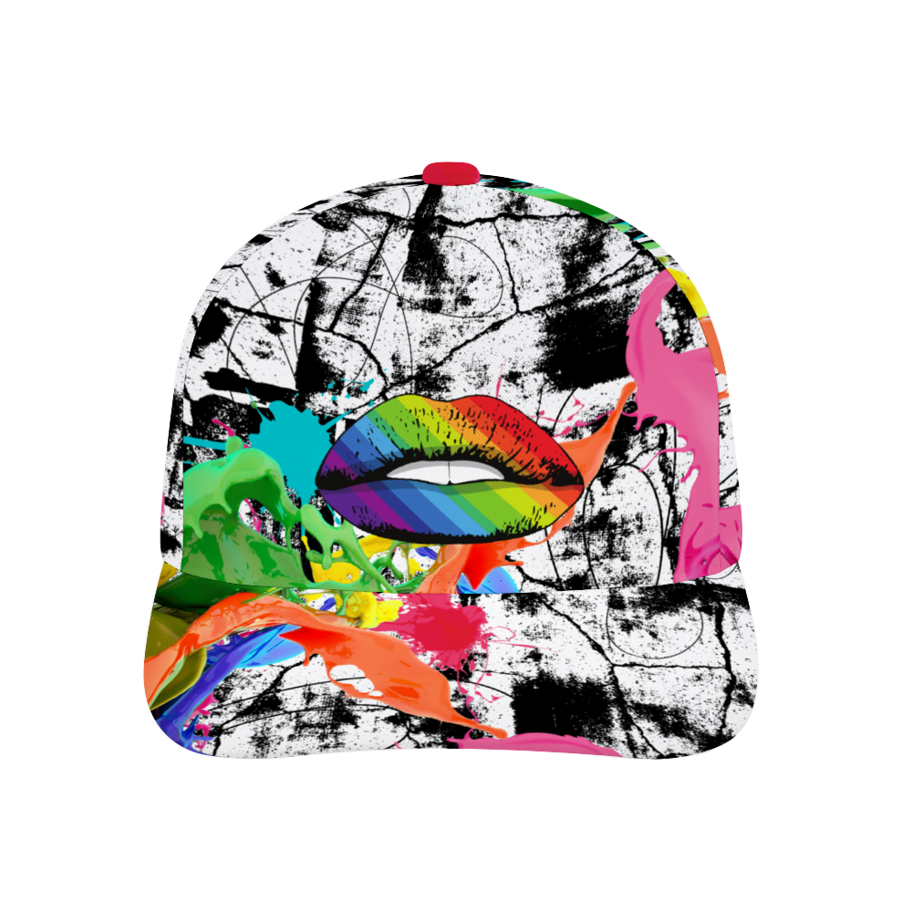 Abstract color lips All Over Print Unisex Adjustable Curved Bill Baseball Hat