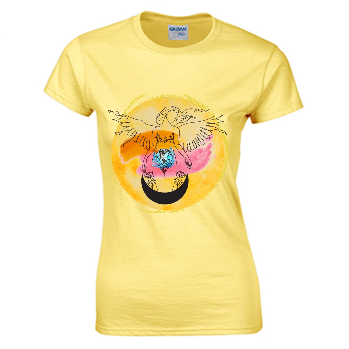 Sun angel celestial Women's O-neck T-shirt | Gildan 180GSM Cotton (DTG)