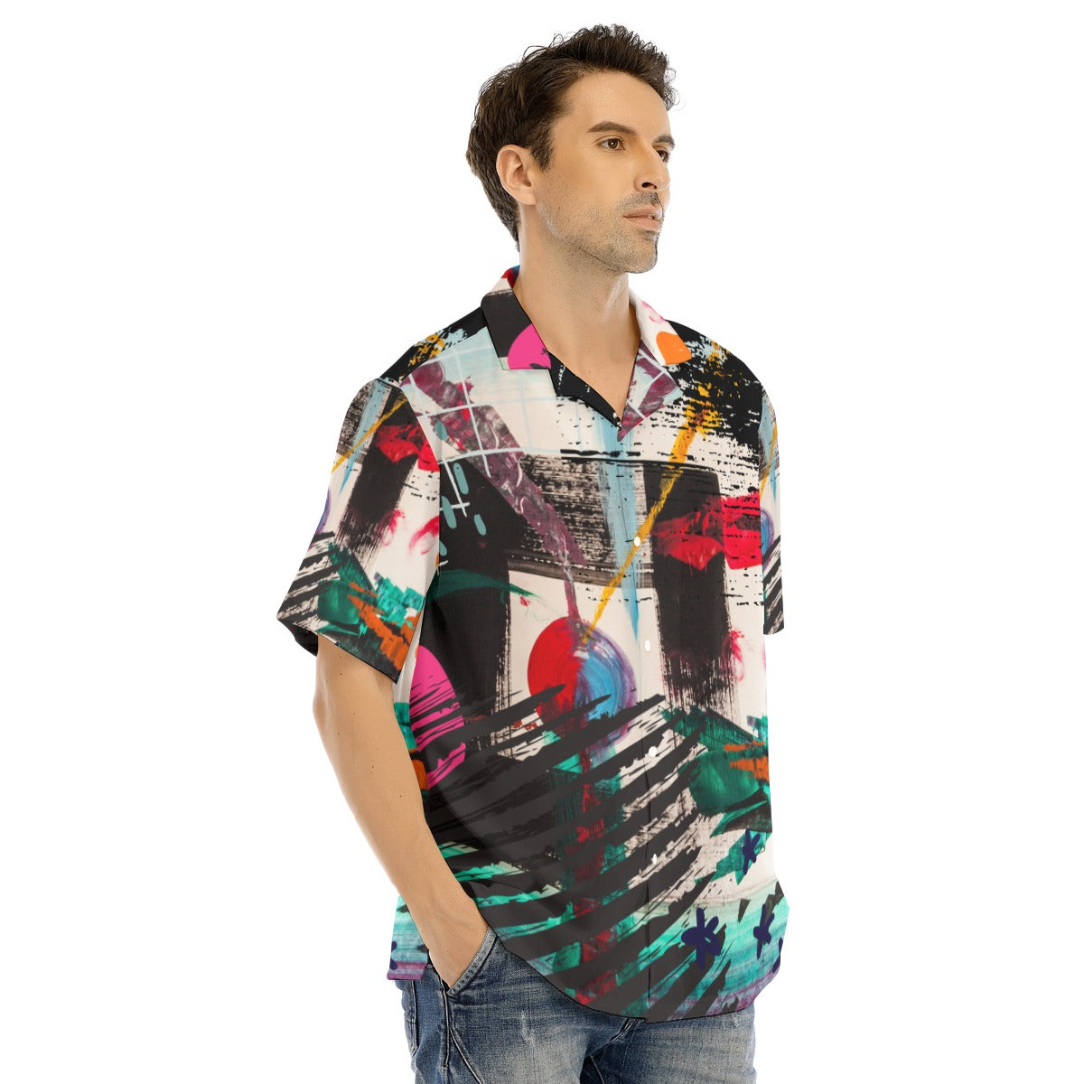 Nightscape Hawaiian Shirt With Button Closure