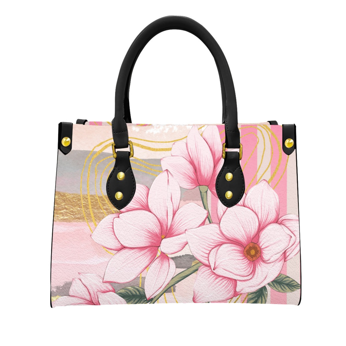 Pink Magnolia Women's Bag With Black Handle