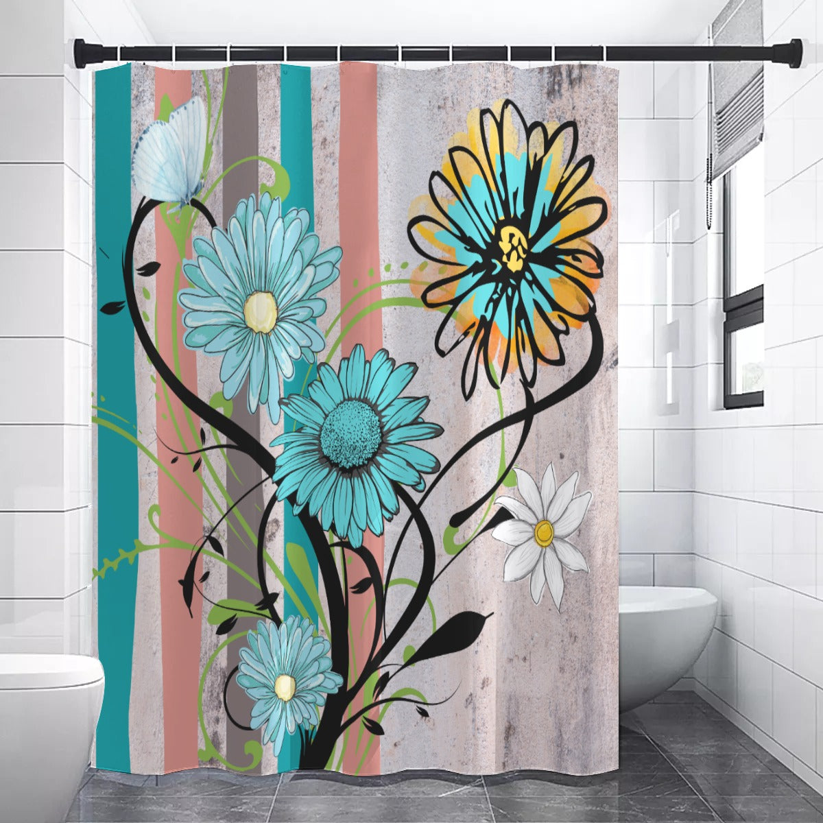 Abstract floral daisy Shower Curtain