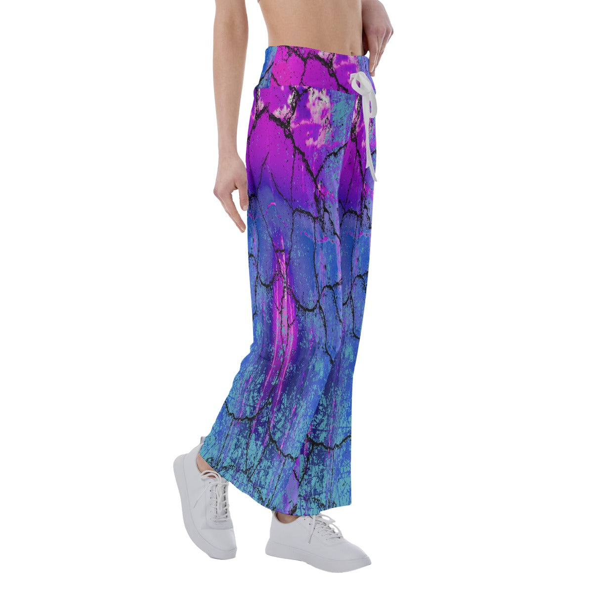 Mystery blues abstract All-Over Print Women's High-waisted Straight-leg Trousers