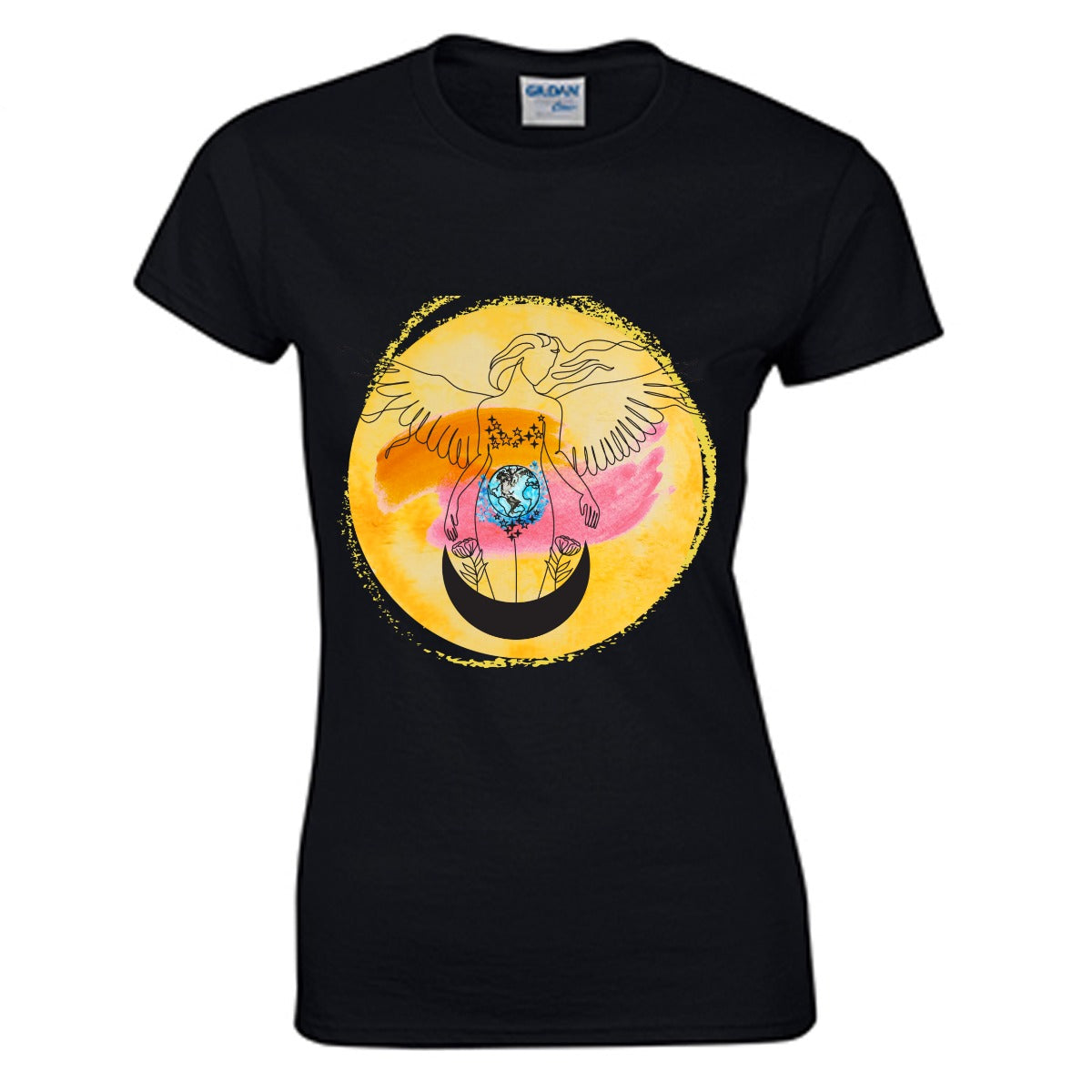 Sun angel celestial Women's O-neck T-shirt | Gildan 180GSM Cotton (DTG)