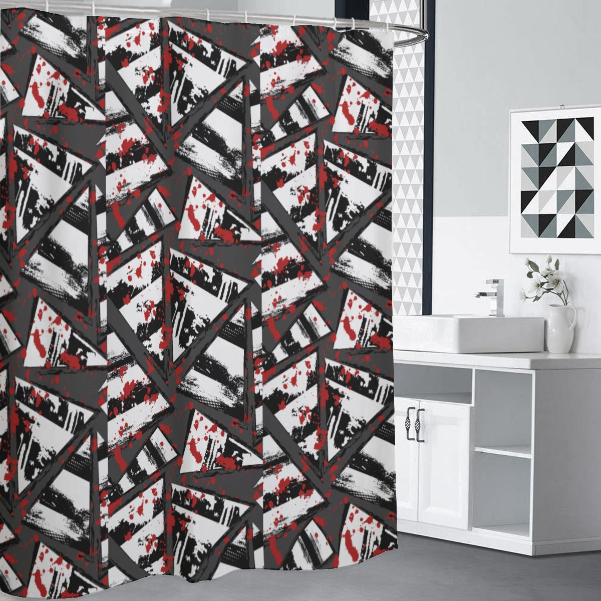 Red and black polyester Shower Curtains 150（gsm）