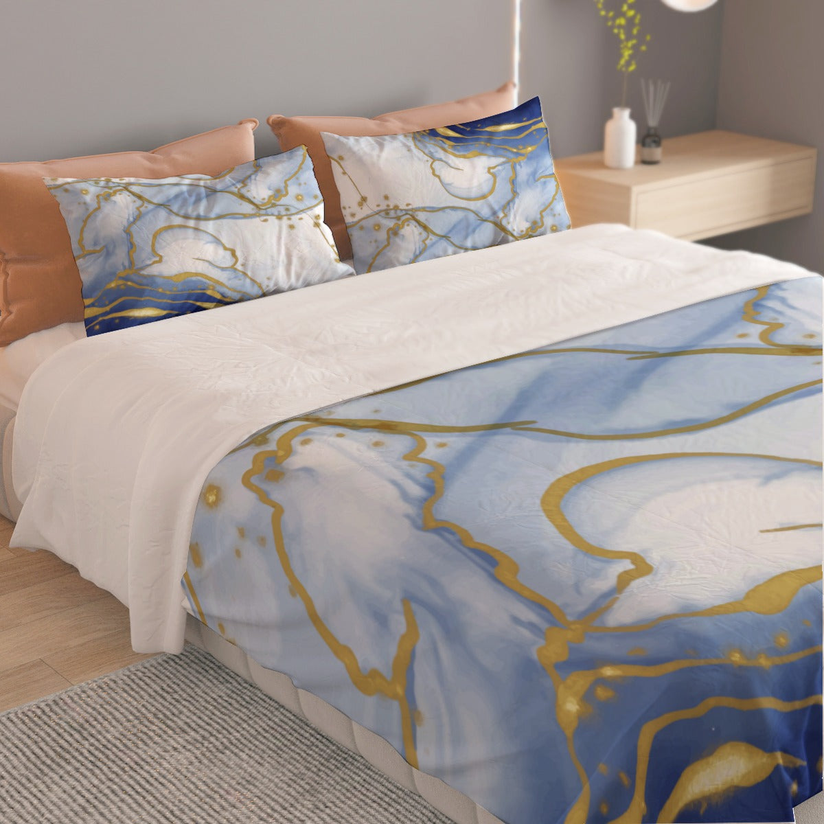 Blue and gold marble Bedding Set *Free shipping-ALL sixes*