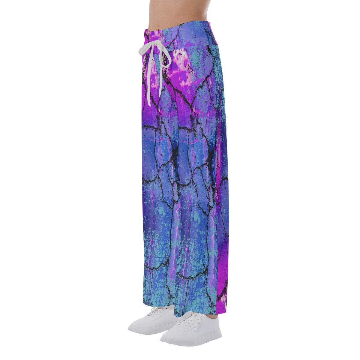 Mystery blues abstract All-Over Print Women's High-waisted Straight-leg Trousers