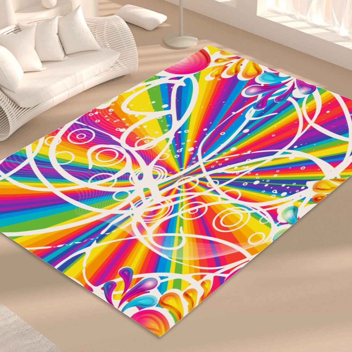 Bright color and swirls Foldable Rectangular Floor Mat/Rug