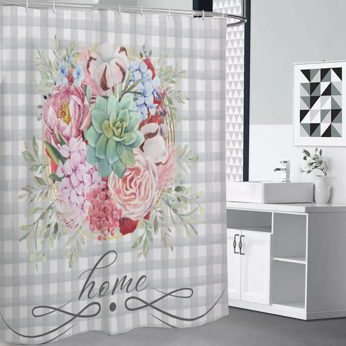 Farmhouse floral home Shower Curtains