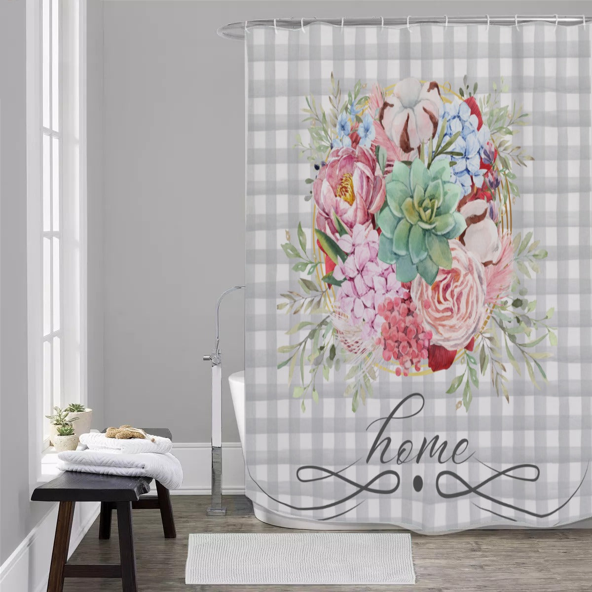 Farmhouse floral home Shower Curtains