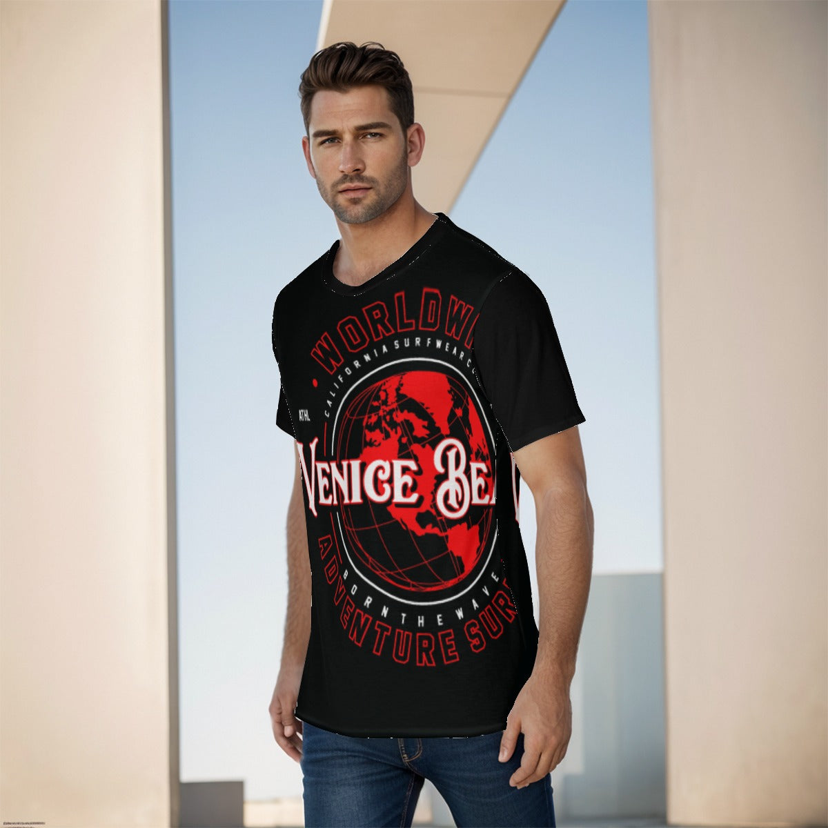 Abstract red and black All-Over Print Men's O-Neck T-Shirt