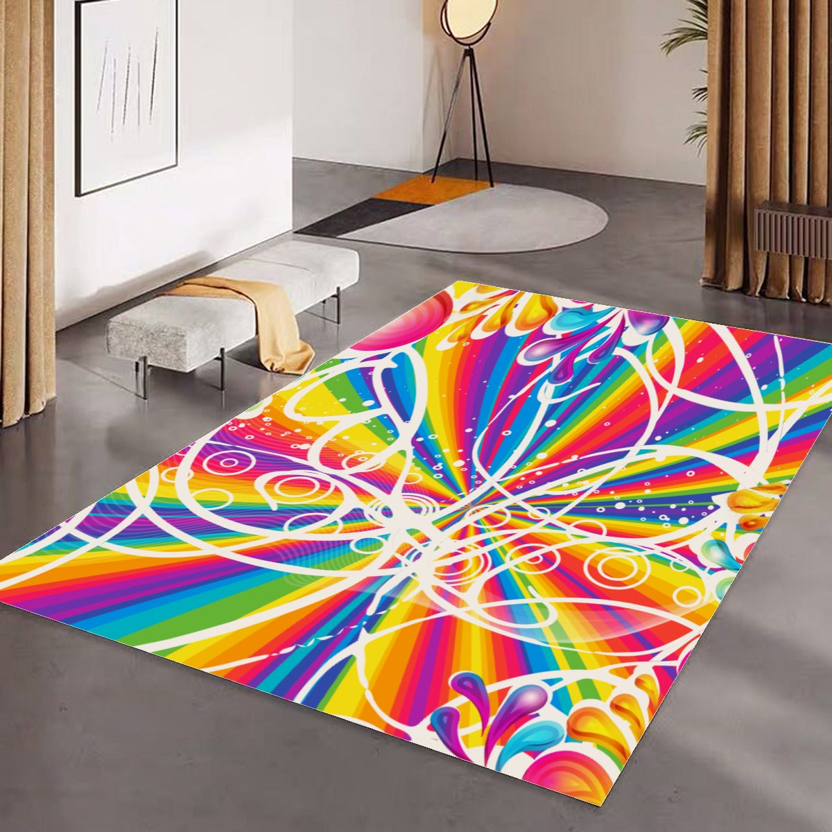 Bright color and swirls Foldable Rectangular Floor Mat/Rug