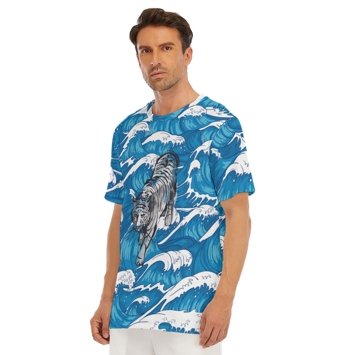 Tiger waves  O-Neck T-Shirt | 190GSM Cotton