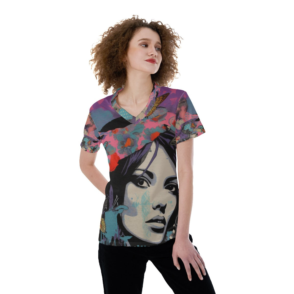 Abstract  V-neck Women's T-shirt