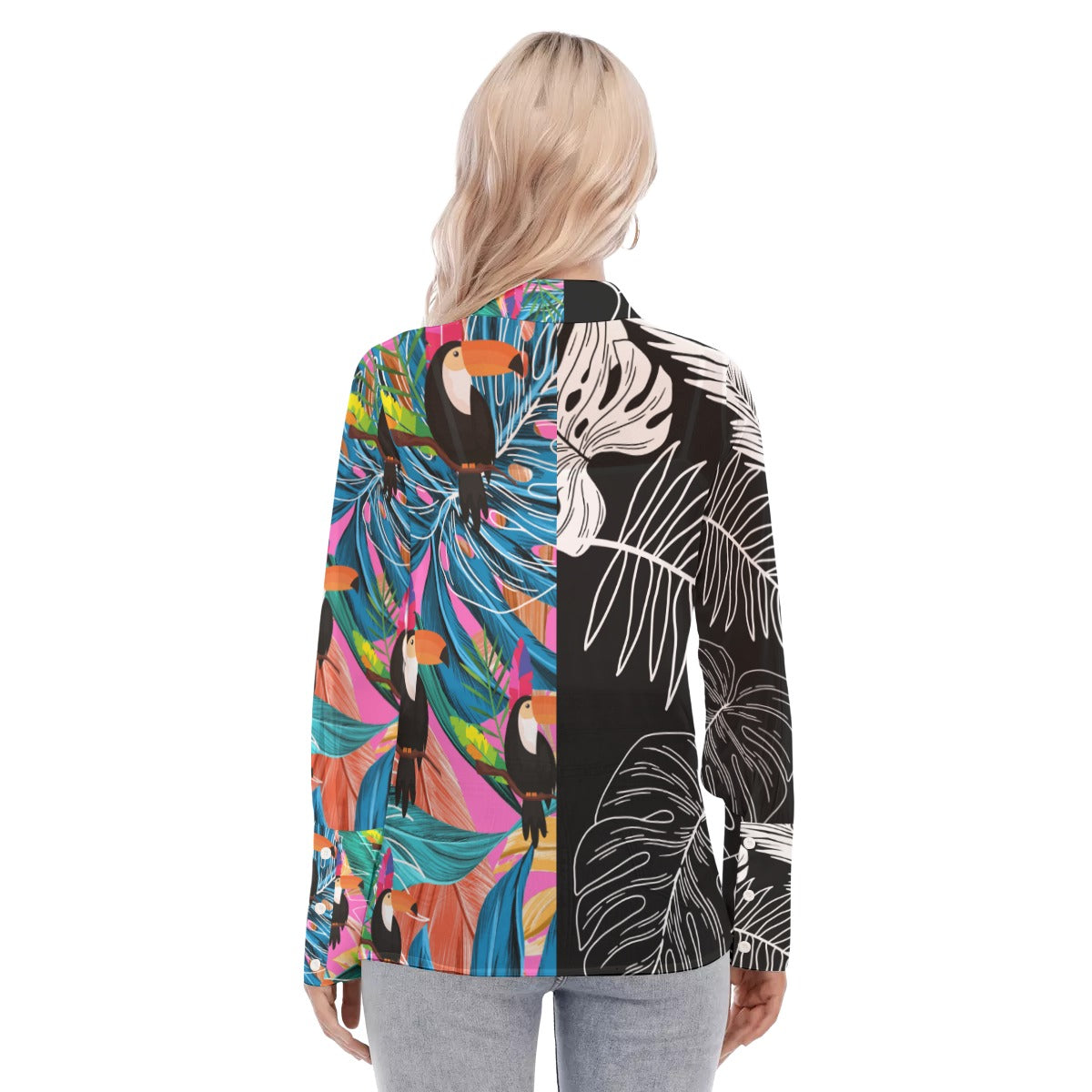 Tropical abstract All-Over Print Women's Mesh Blouse