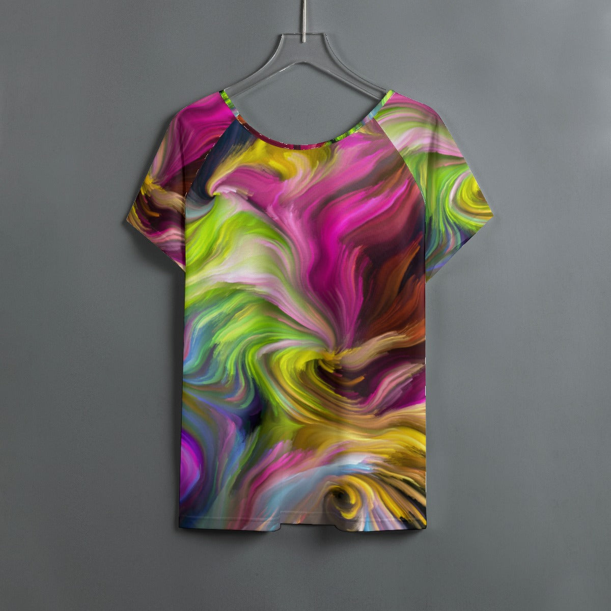 color swirl t Women's Round Neck T-shirt With Raglan Sleeve