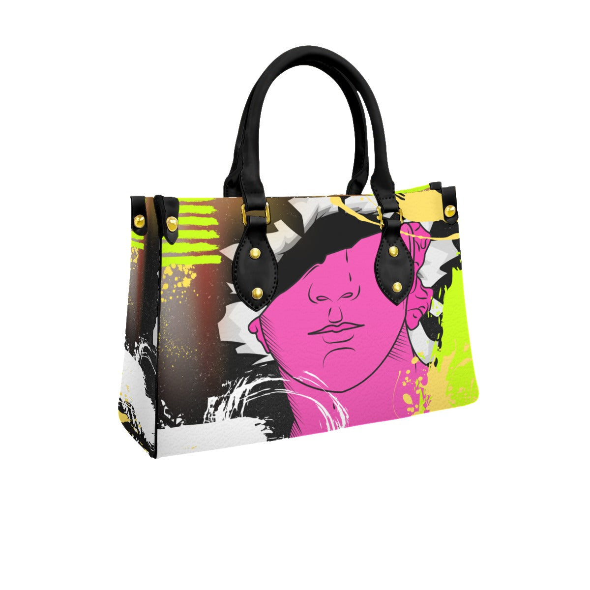 Contemporary abstract Women's Bag With Black Handle