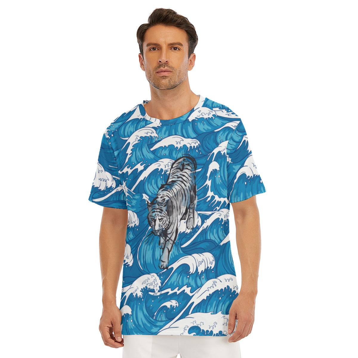 Tiger waves  O-Neck T-Shirt | 190GSM Cotton