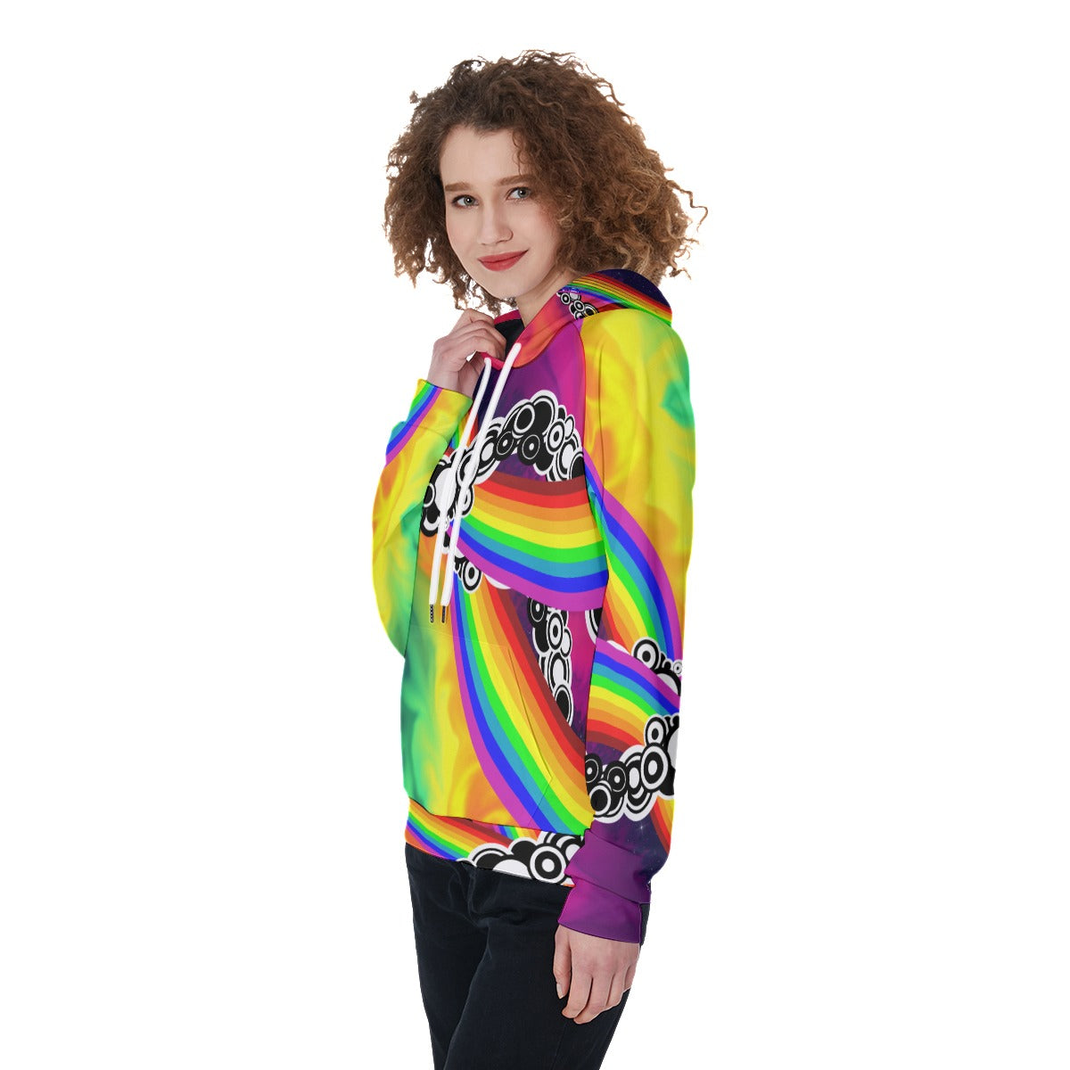 Neon rainbow Women's Raglan Pullover Hoodie