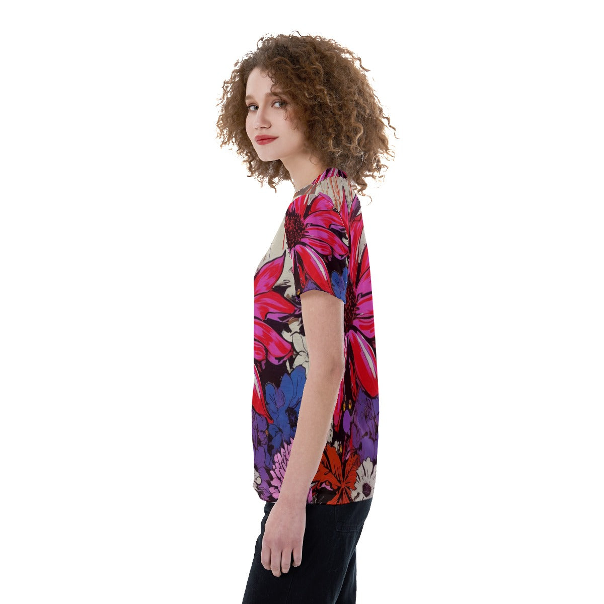 Floral  V-neck Women's T-shirt