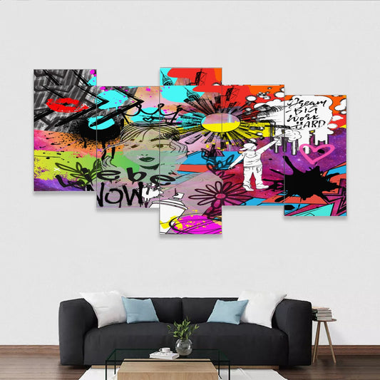 Love now graffiti Framed five-piece mural *Free shipping*