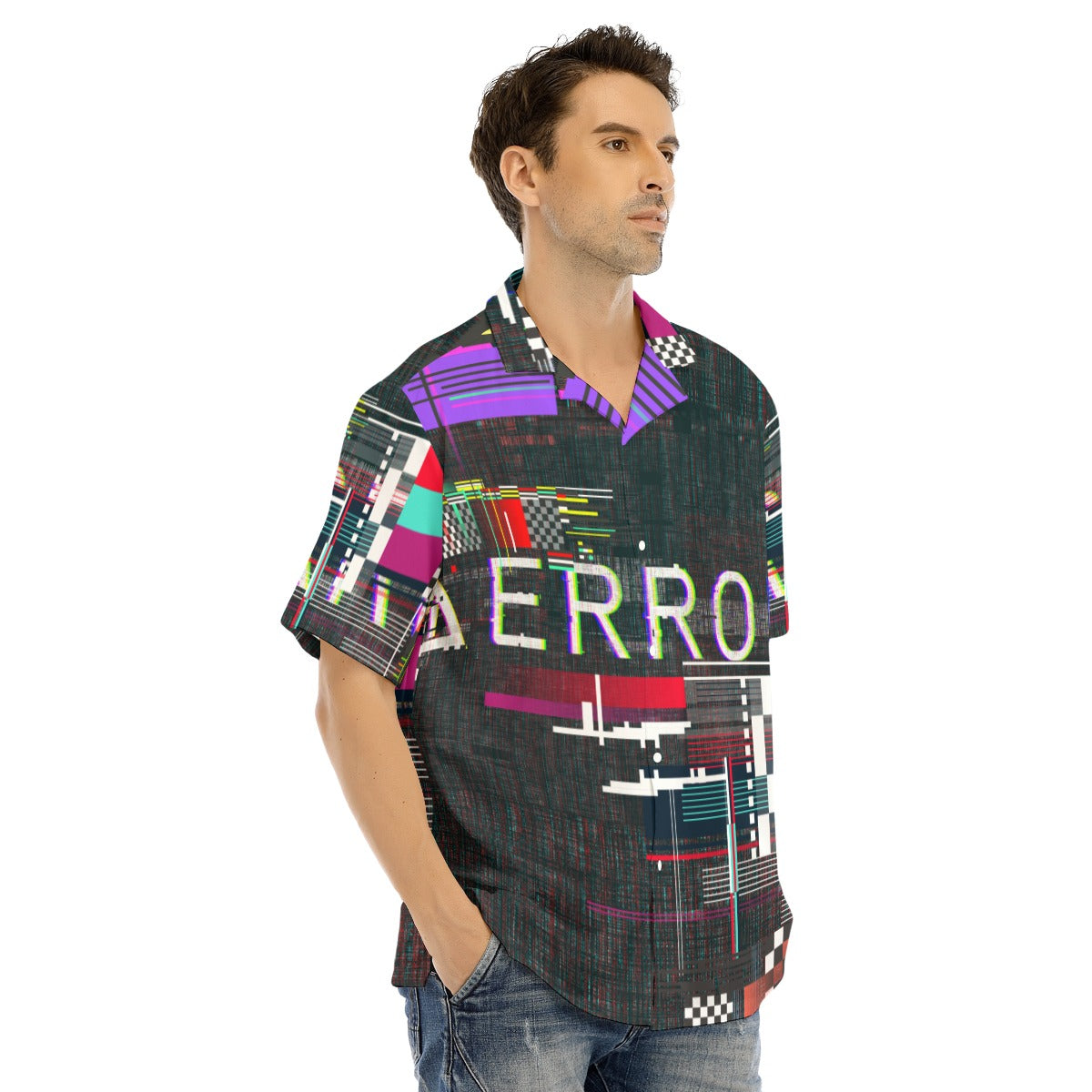 Error glitch All-Over Print Hawaiian Shirt With Button Closure