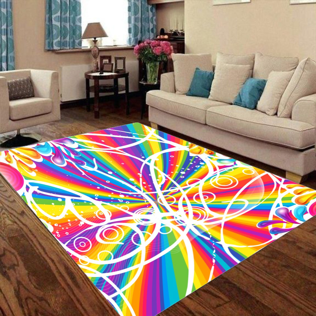 Bright color and swirls Foldable Rectangular Floor Mat/Rug