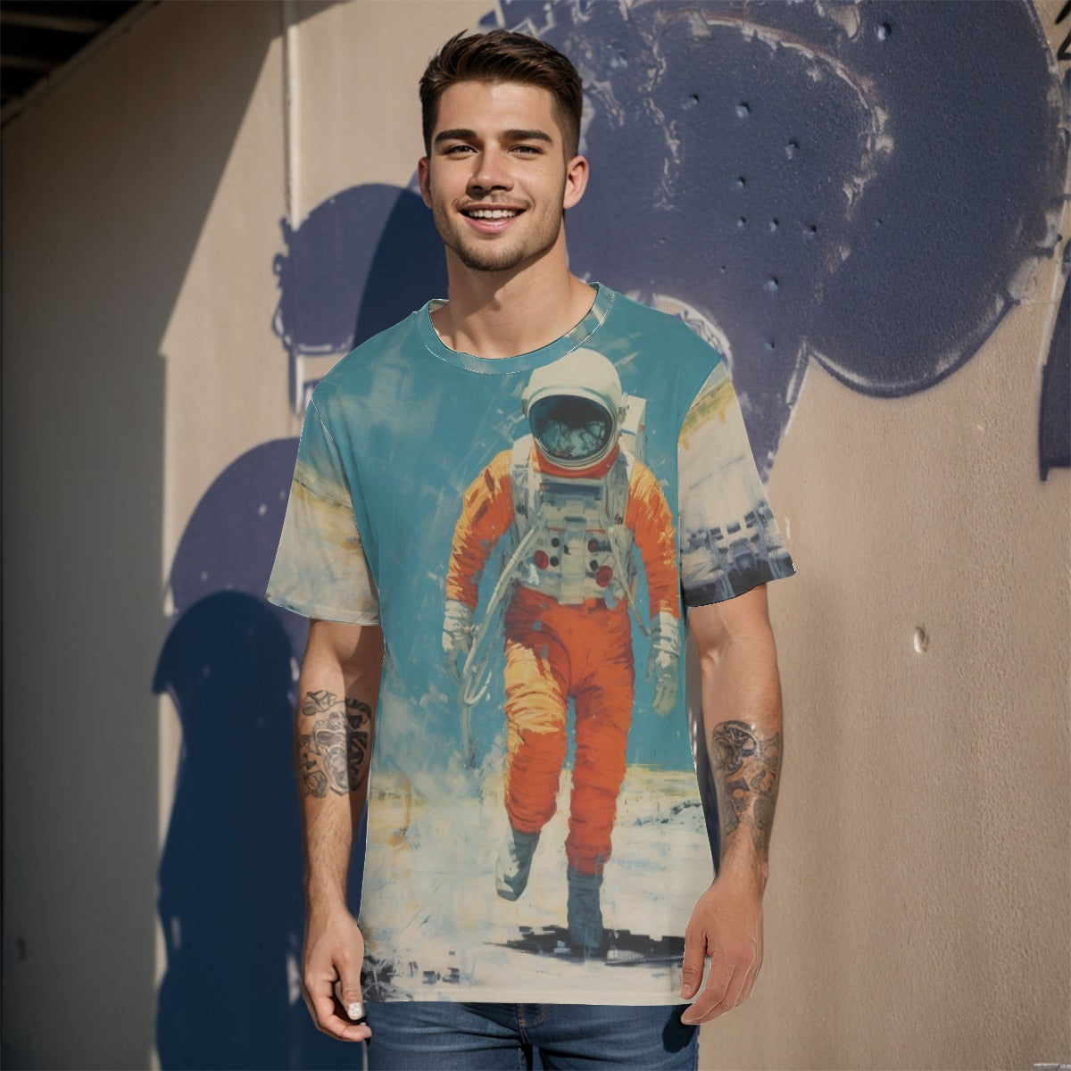 Man on moon Men's O-Neck T-Shirt | 190GSM Cotton